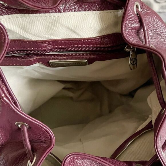NWT Valentina Italian Pebbled Leather large backpack in Oxblood - Picture 5 of 11